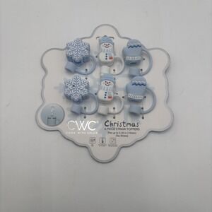 6 CWC 2025 Christmas Straw Toppers Winter Mittens 🧤 Snowman ⛄️ Snowflake ❄️